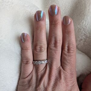 Vintage 5 Stone CZ Half Eternity Ring Silver Tone Size 6.75 Wedding Band